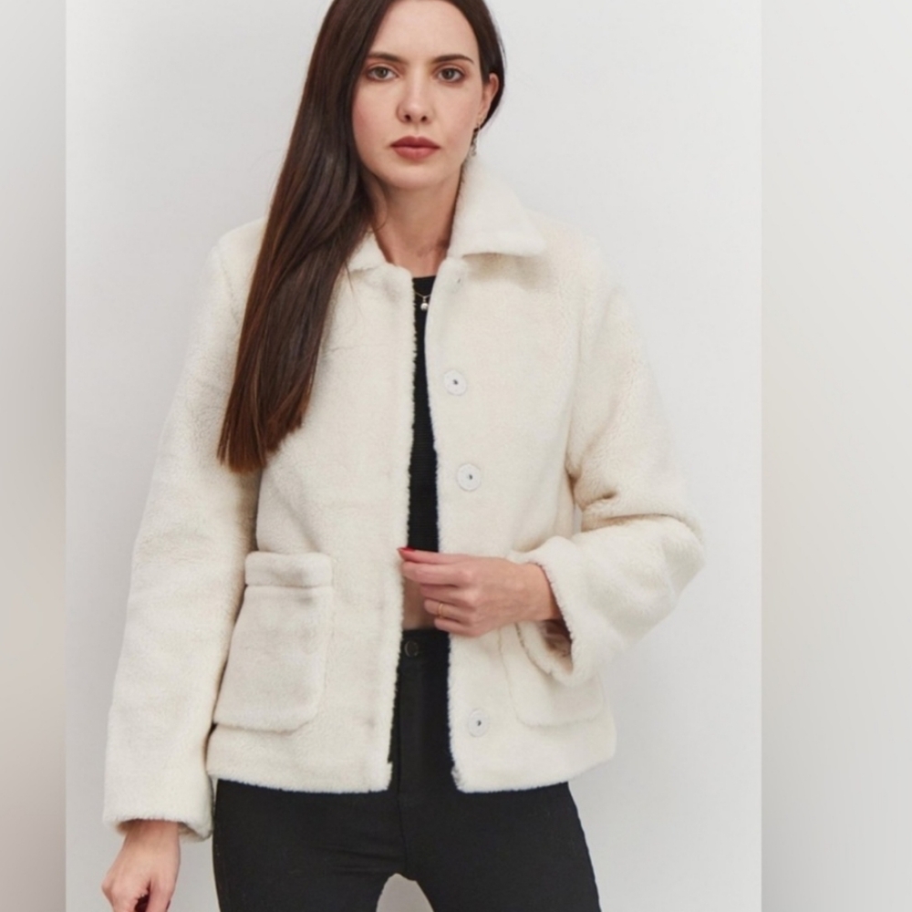 Rebecca Minkoff Faux Fur Harley Teddy Coat Jacket Ivory